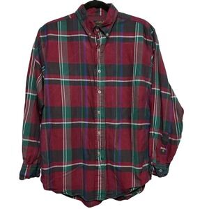 Eddie Bauer Men's Shirt Plaid Vintage Long Sleeve Button Down Size M‎ 90s Preppy